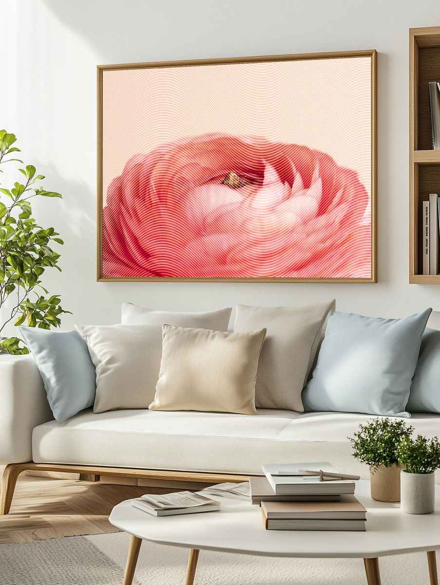 Red ranunculus flower design resource. — room view 2