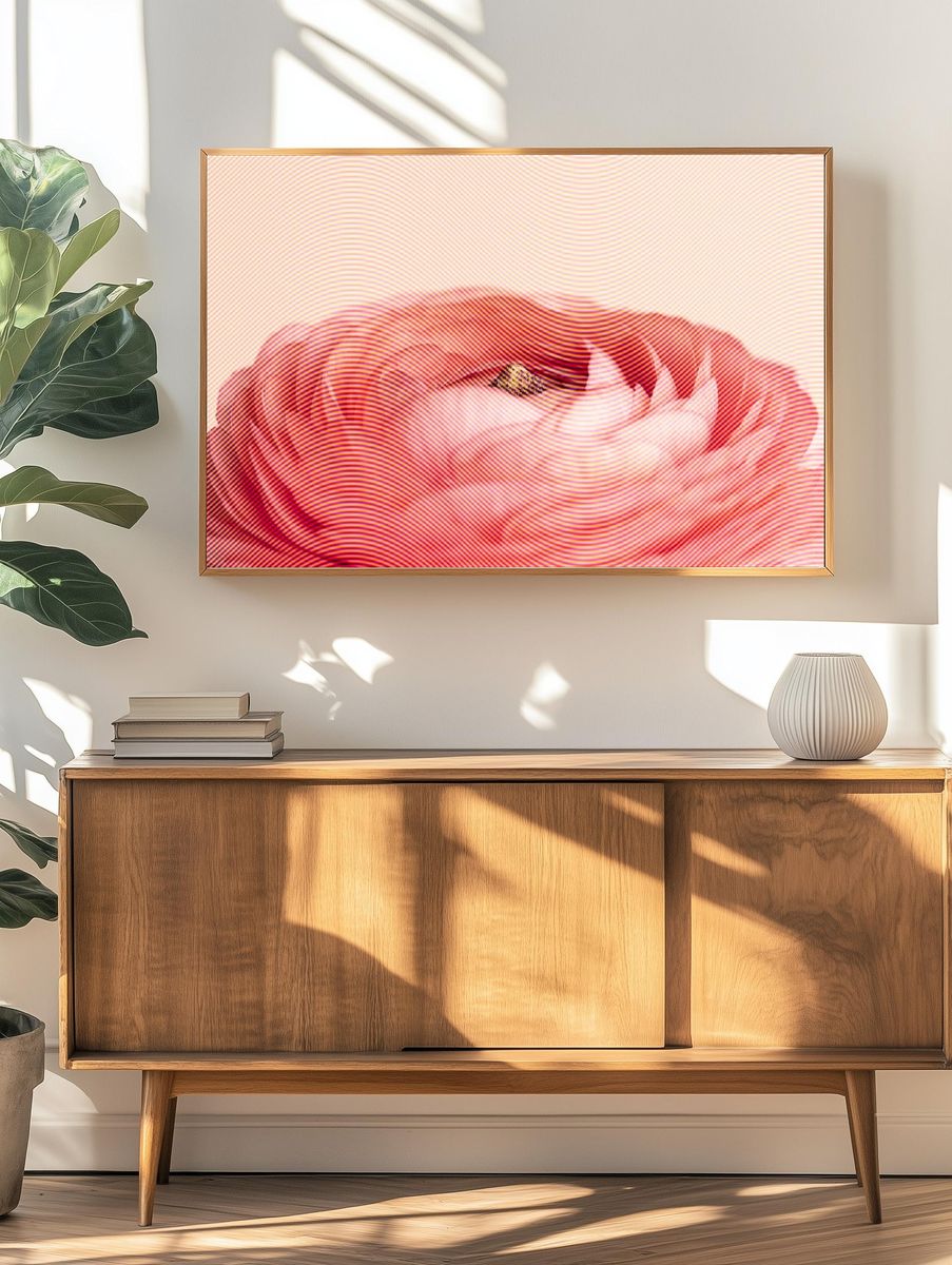 Red ranunculus flower design resource. — room view 3