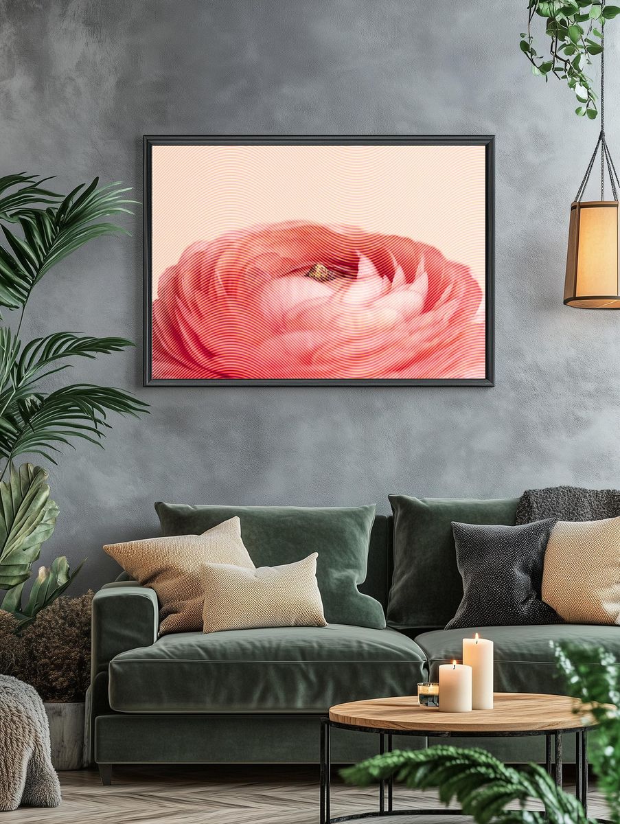 Red ranunculus flower design resource. — room view 4