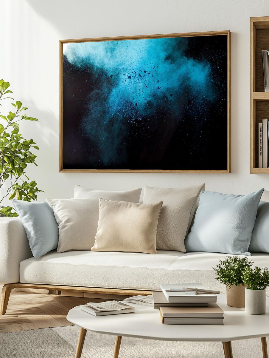 Free blue powder explosion image. — room view 2
