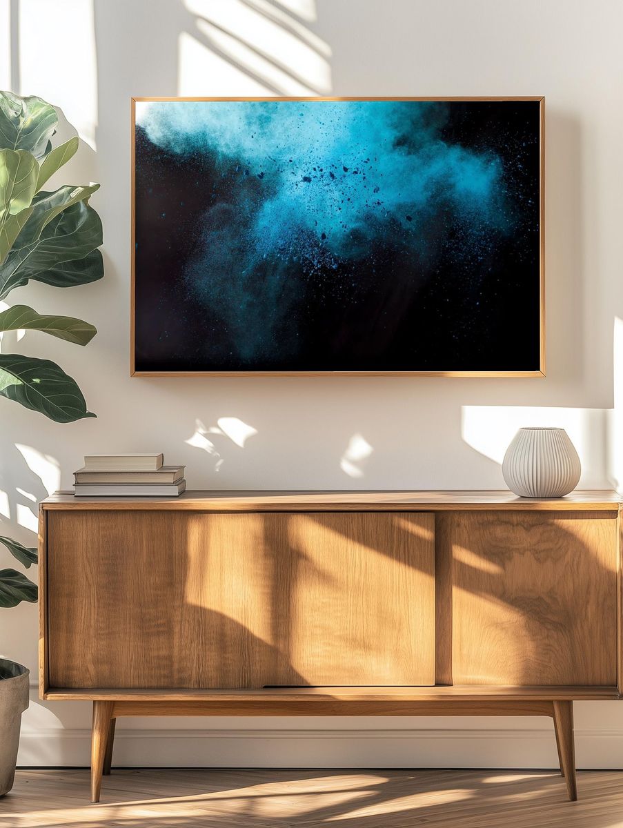 Free blue powder explosion image. — room view 3