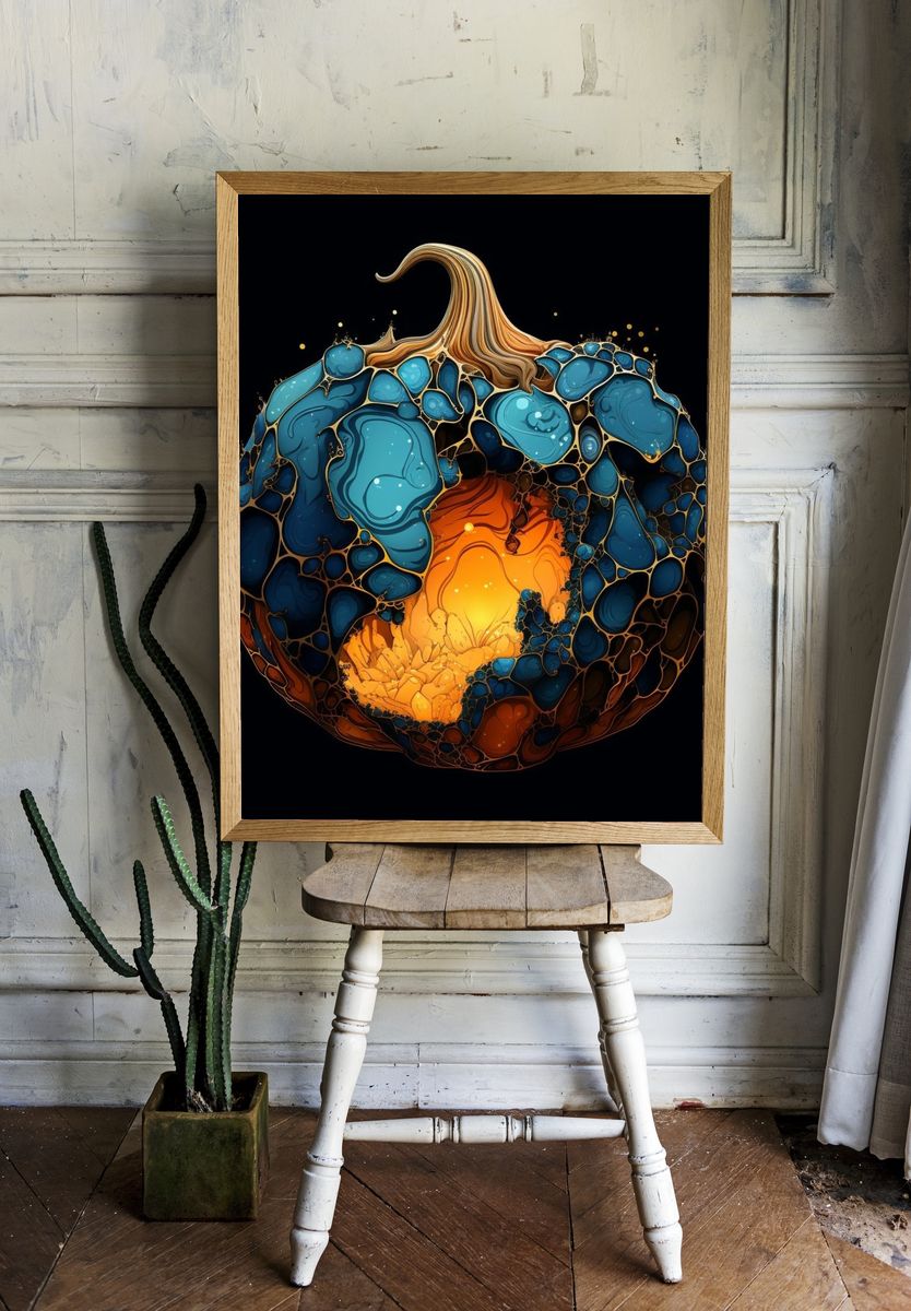 Abstract Pumpkin Glow Poster. room preview