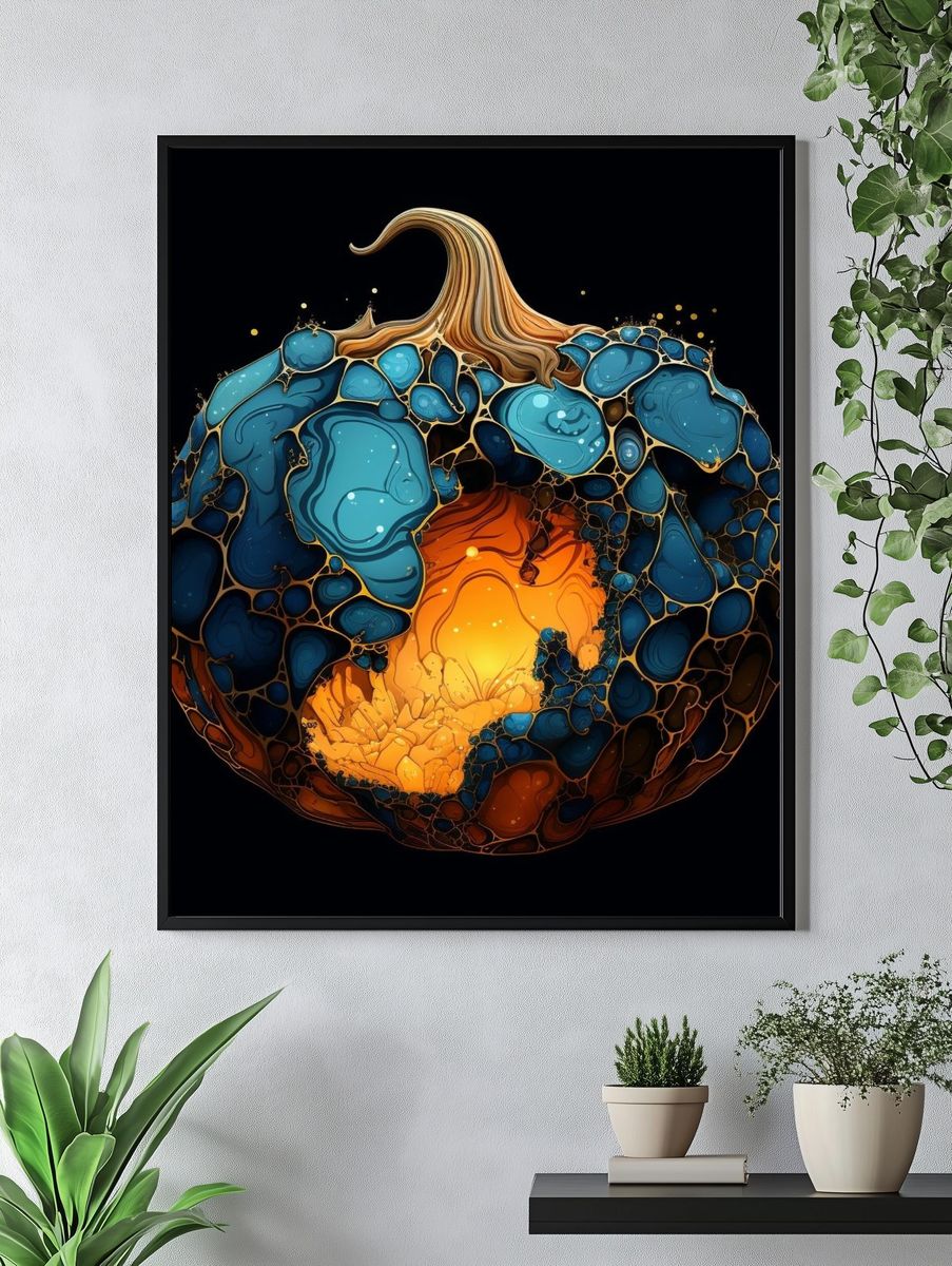 Abstract Pumpkin Glow Poster. — room view 4