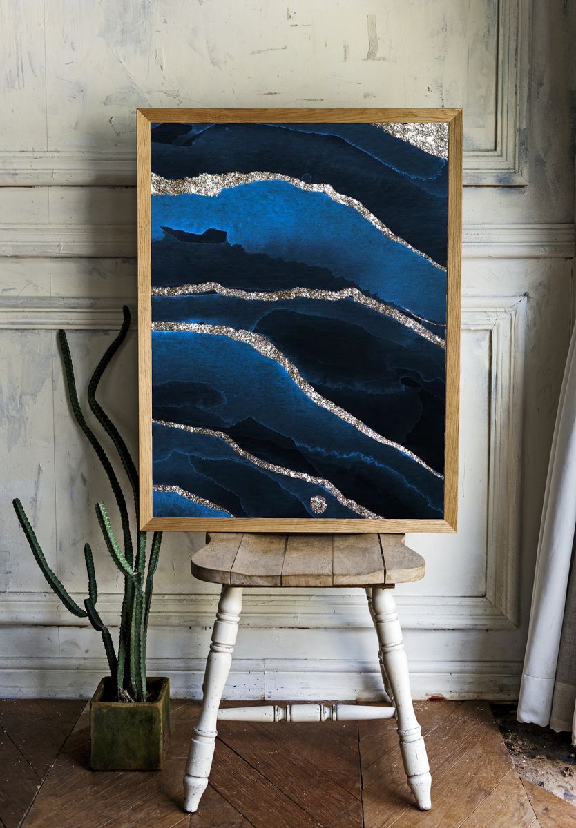 Blue Waves — Abstract Print. — room view 1