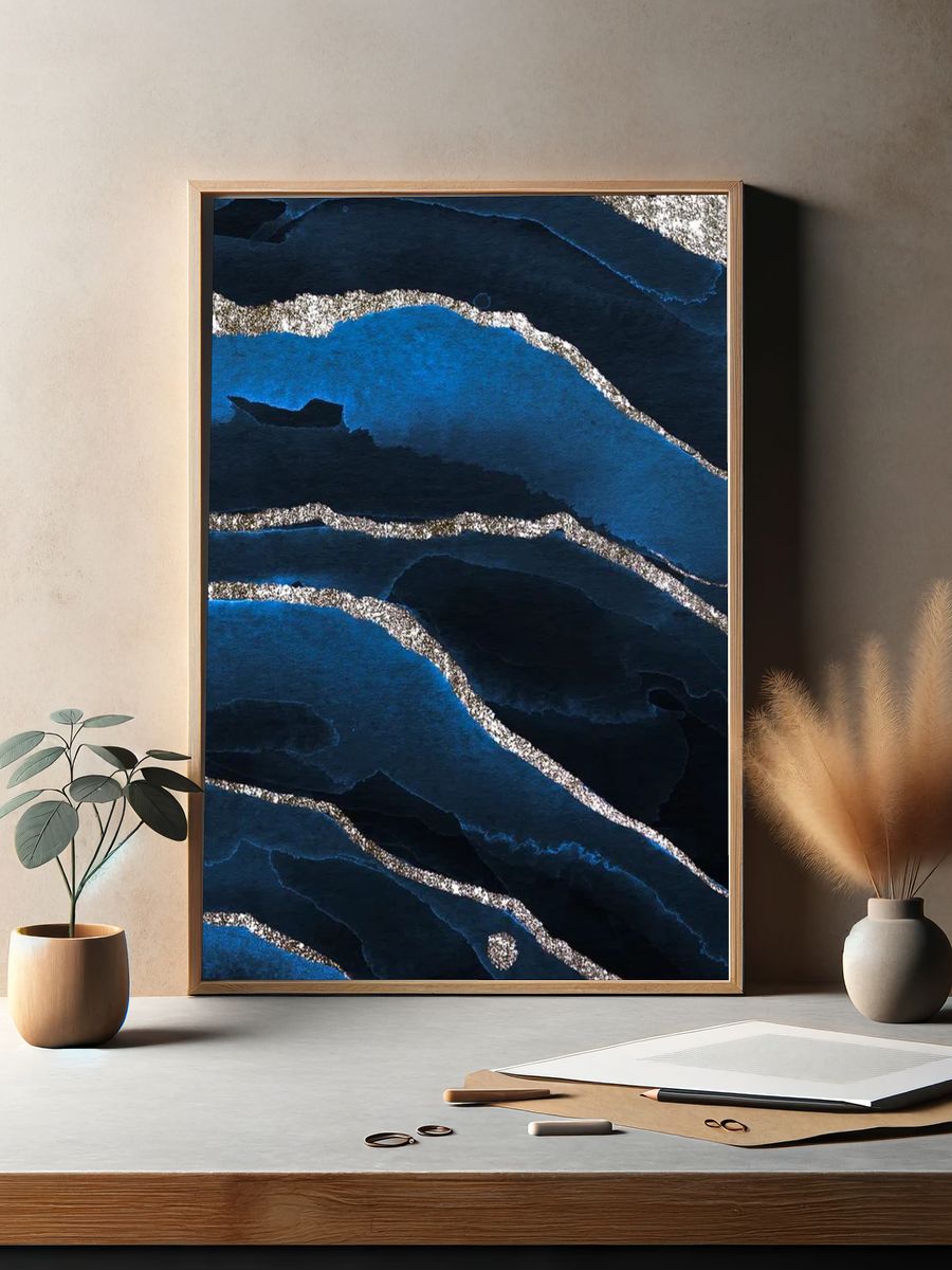 Blue Waves — Abstract Print. — room view 2