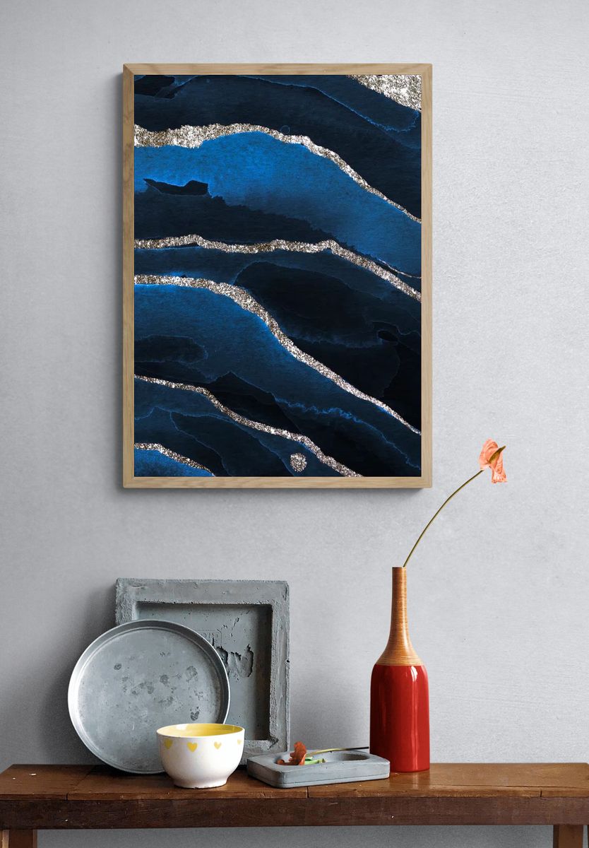 Blue Waves — Abstract Print. — room view 3