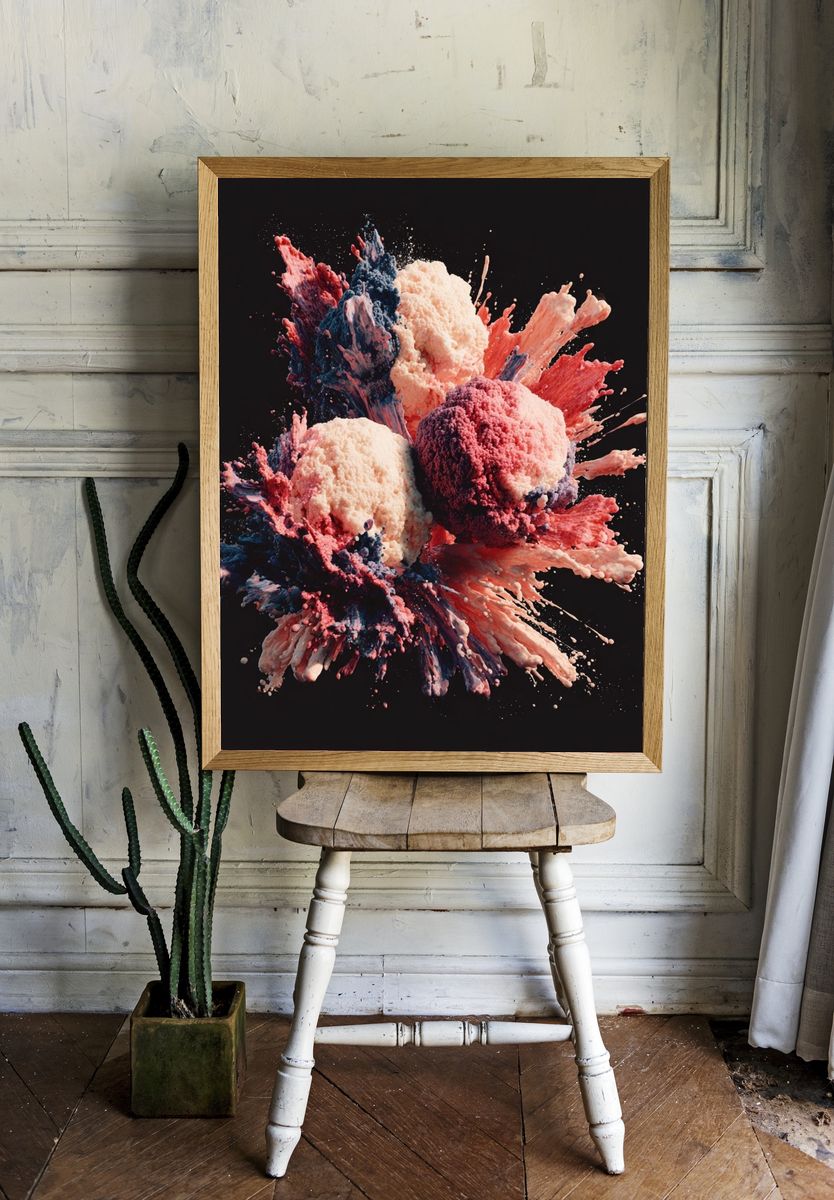 Chromatic Paint Burst Abstract Poster. — room view 1