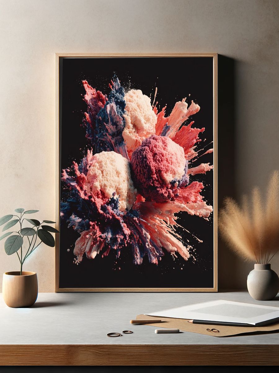 Chromatic Paint Burst Abstract Poster. — room view 2