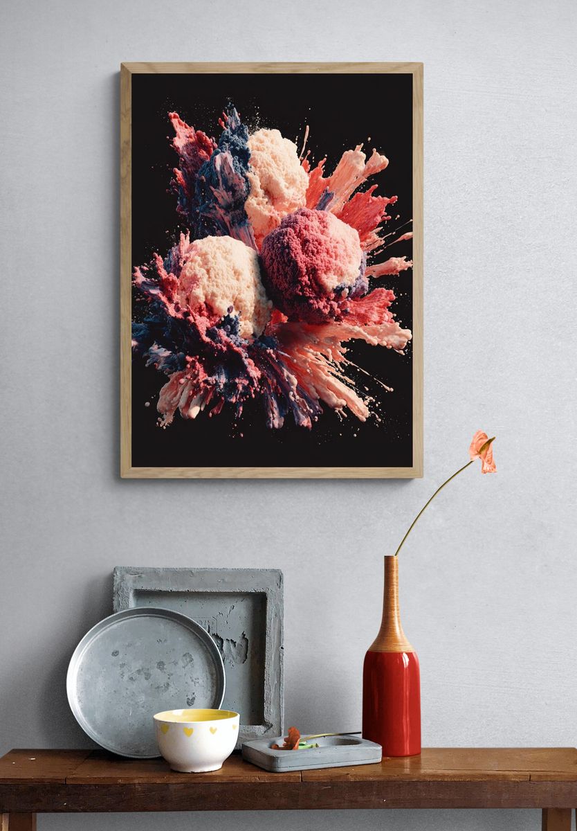 Chromatic Paint Burst Abstract Poster. — room view 3