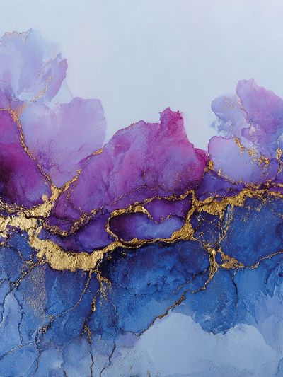 Purple Blue Gold Abstract Poster. poster print