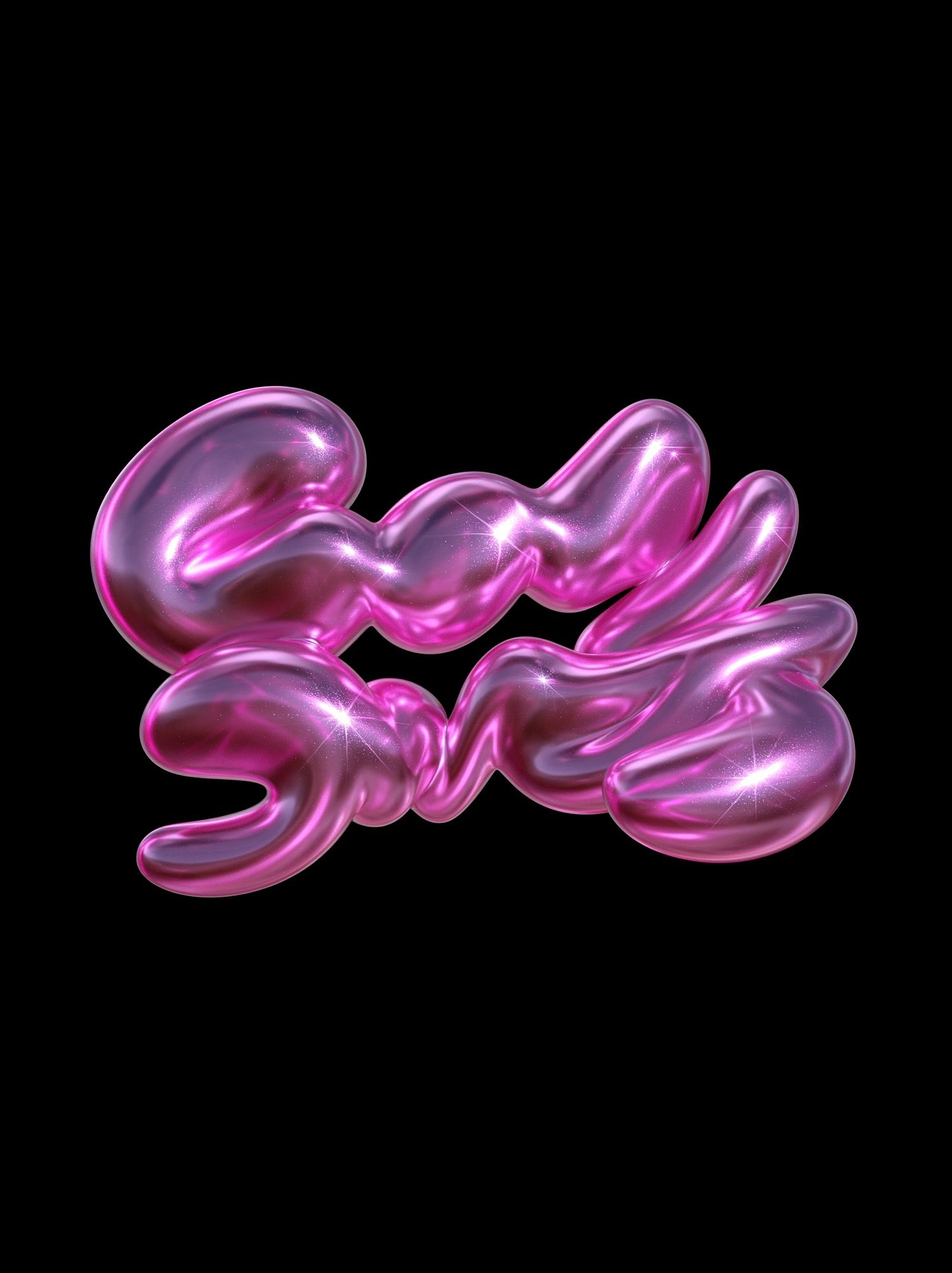 Glossy Pink Abstract Blob Poster. poster detail