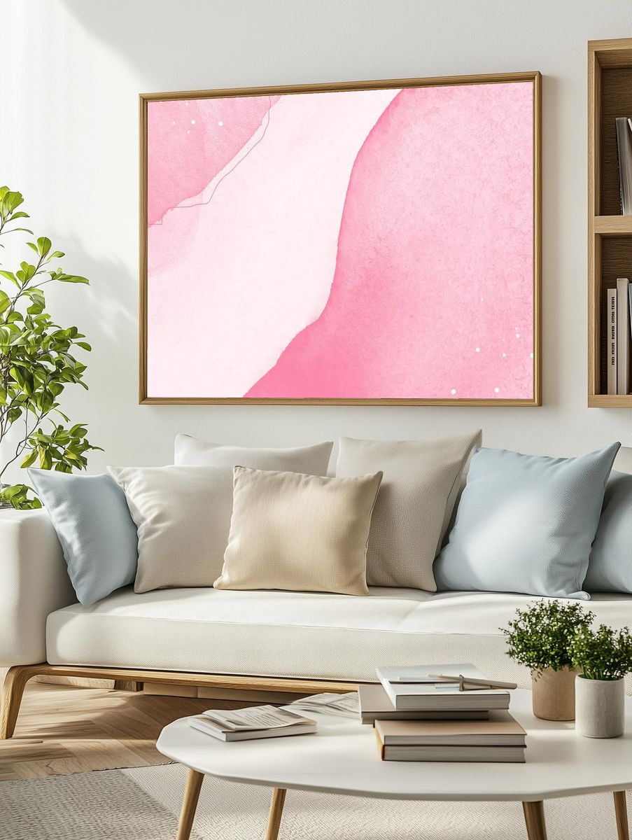 Pink watercolor textured background. — room view 2