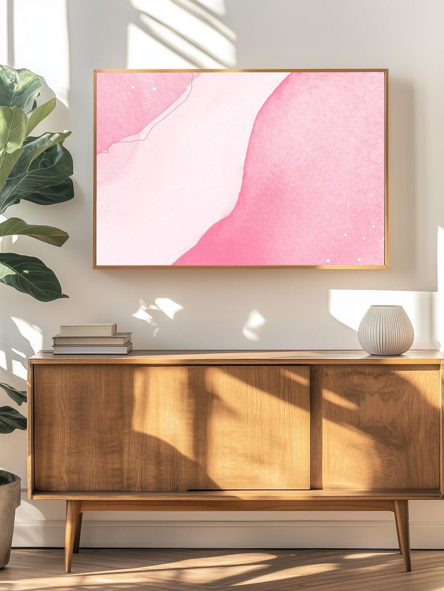 Pink watercolor textured background. — room view 3