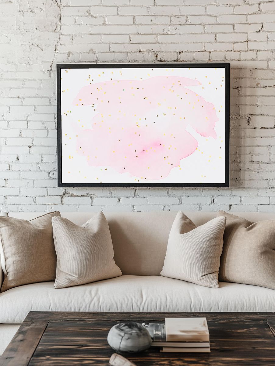 Glitter pink watercolor wallpaper background. — room view 1