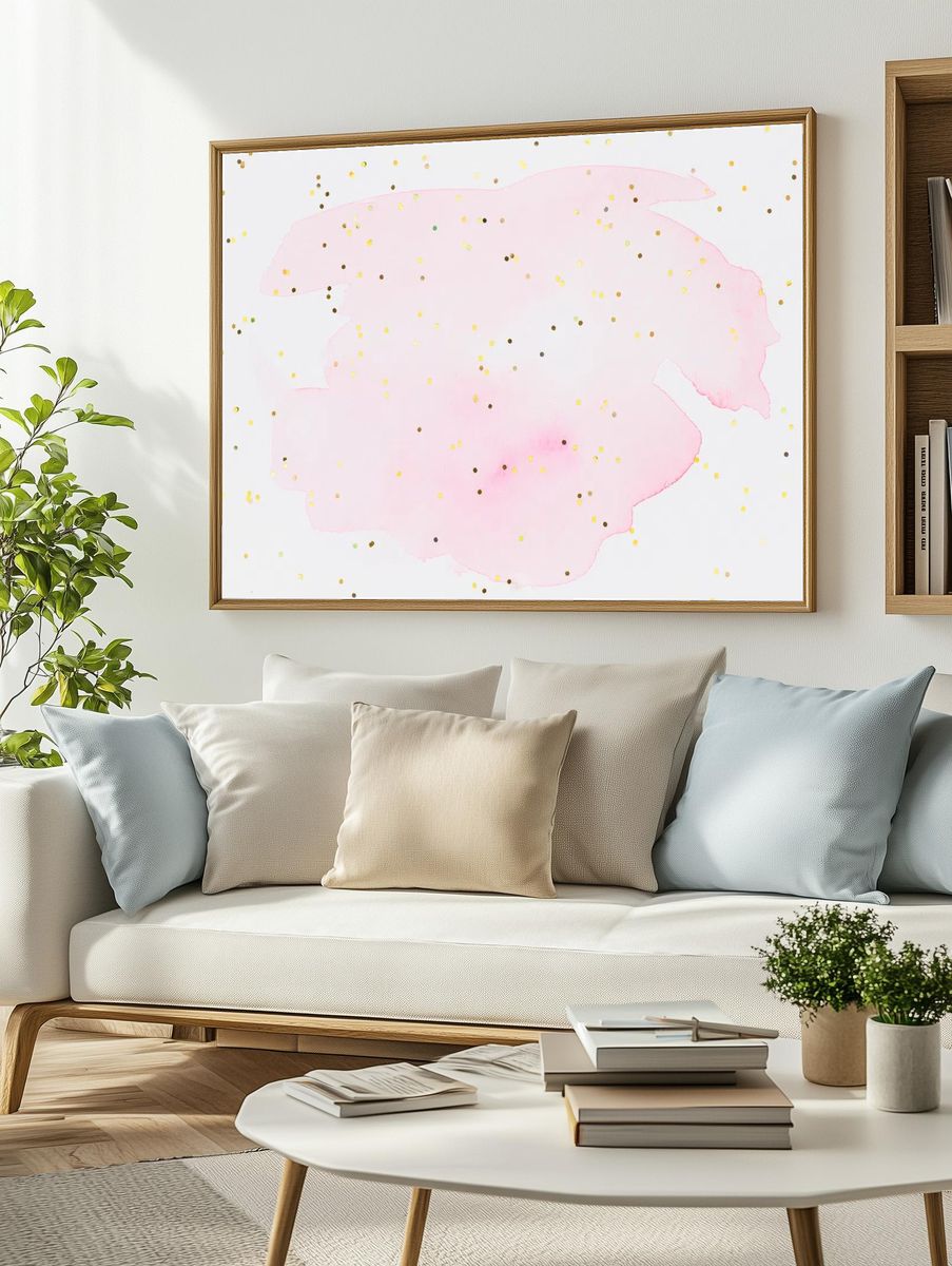 Glitter pink watercolor wallpaper background. — room view 2