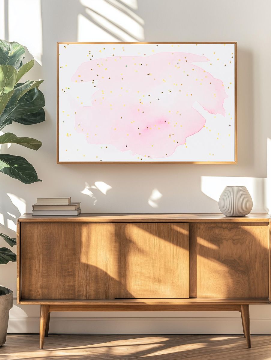 Glitter pink watercolor wallpaper background. — room view 3