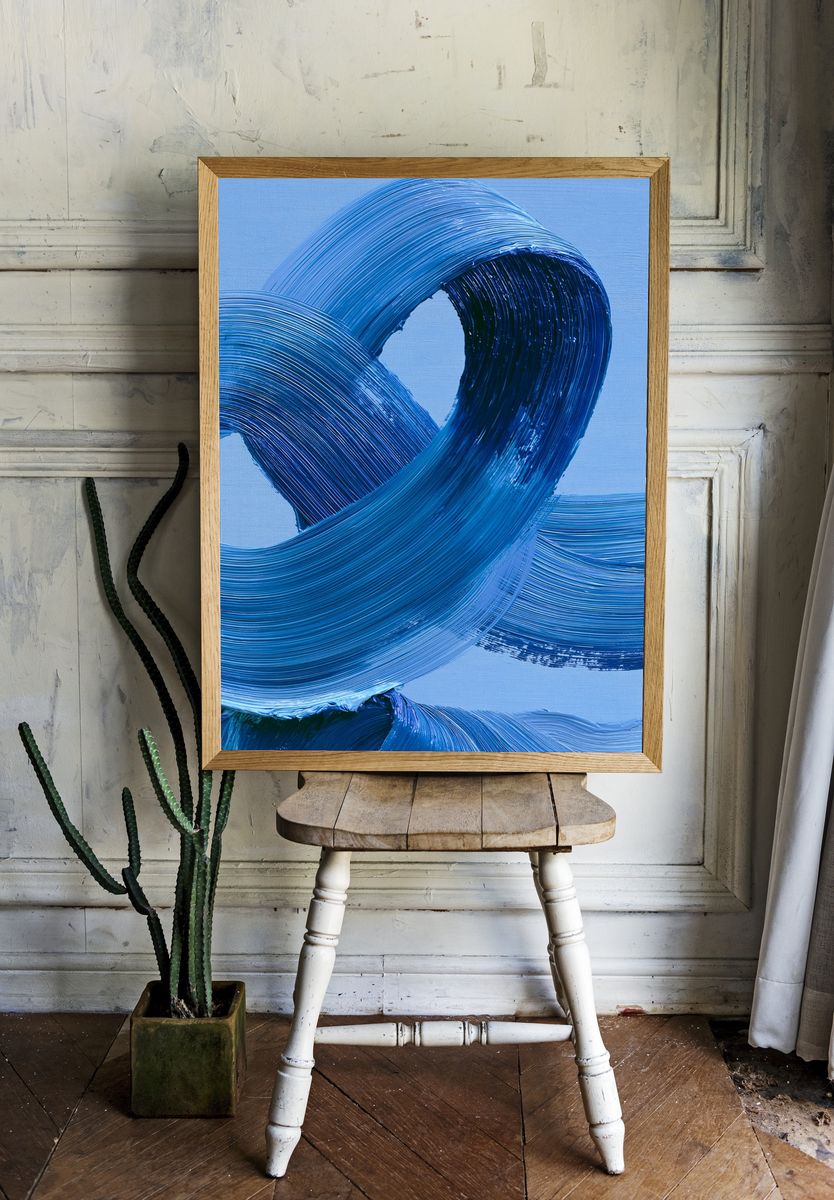 Blue Brushstroke Abstract Poster. room preview