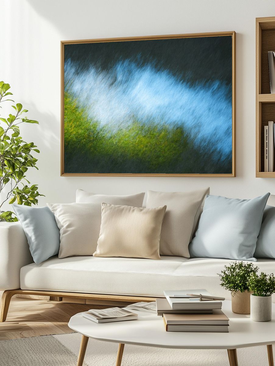 Abstract River Motion Print. — room view 2