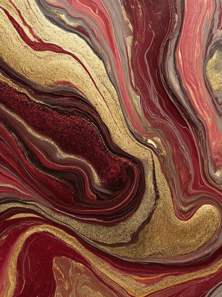 Crimson Gold Marbled Abstract Poster. poster detail