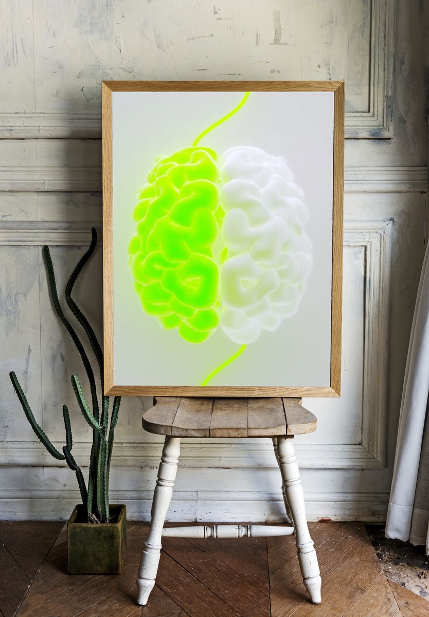 Neon Brain Abstract Poster. — room view 1