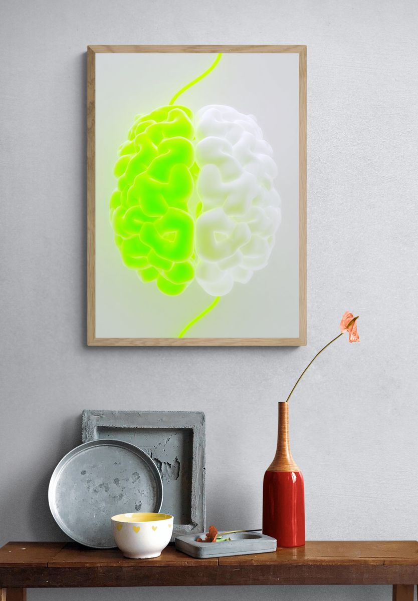 Neon Brain Abstract Poster. — room view 3
