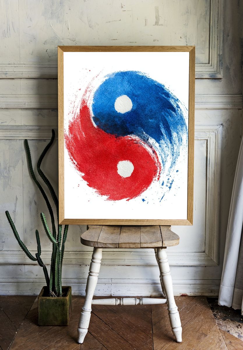 Yin Yang Brushstroke Poster. — room view 1