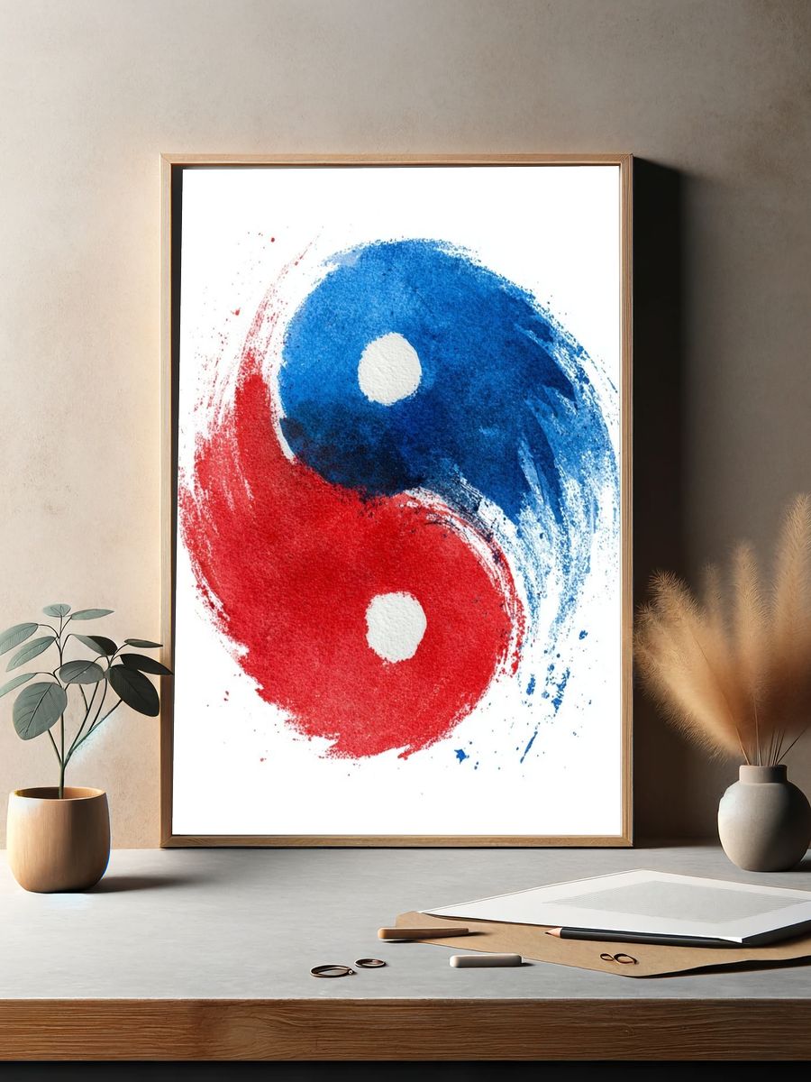 Yin Yang Brushstroke Poster. — room view 2