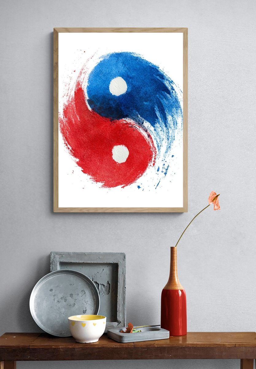Yin Yang Brushstroke Poster. — room view 3