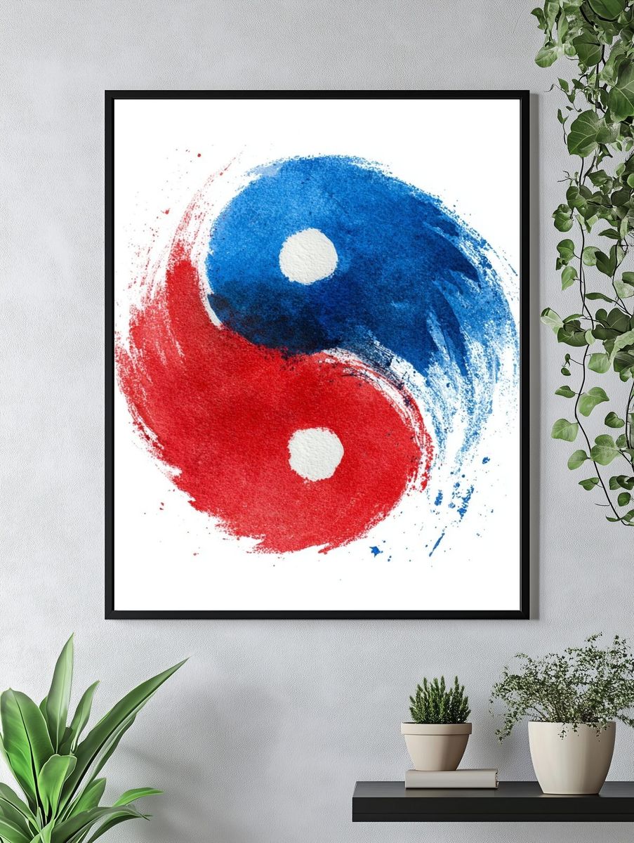 Yin Yang Brushstroke Poster. — room view 4