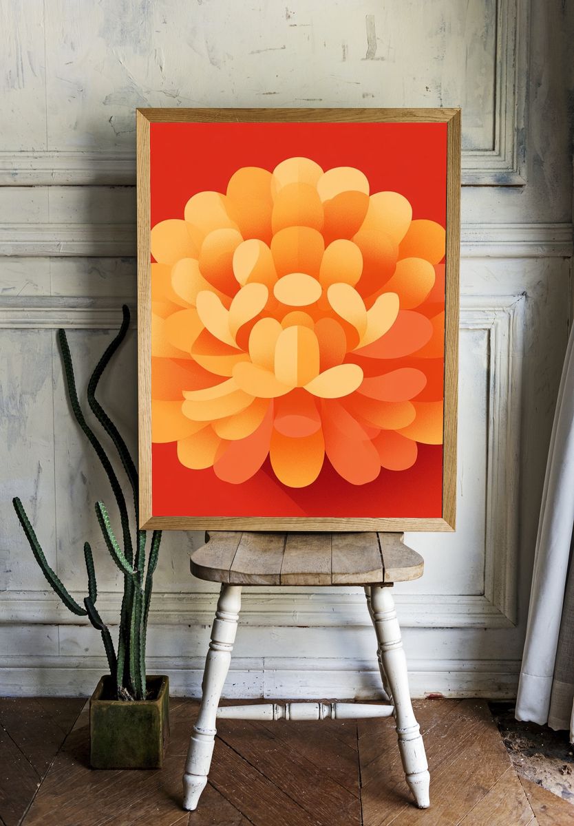 Orange Bloom Abstract Poster. room preview