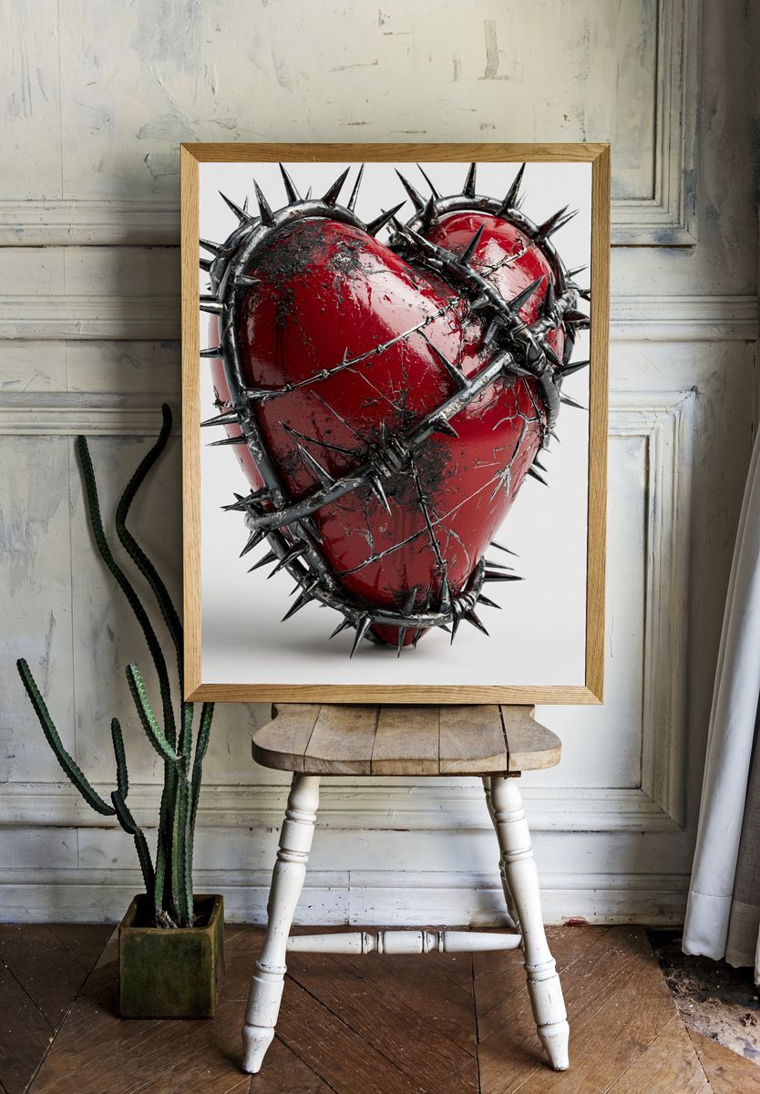 Barbed Wire Heart Abstract Poster. room preview