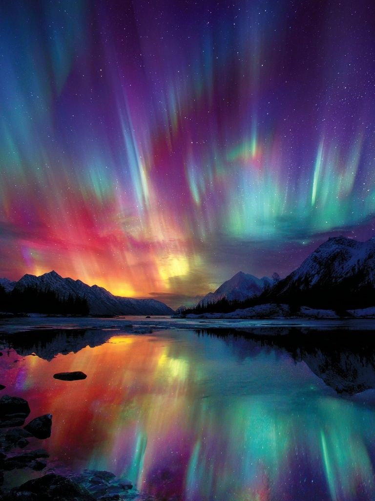 Aurora Borealis Reflection — Nature Print. poster detail