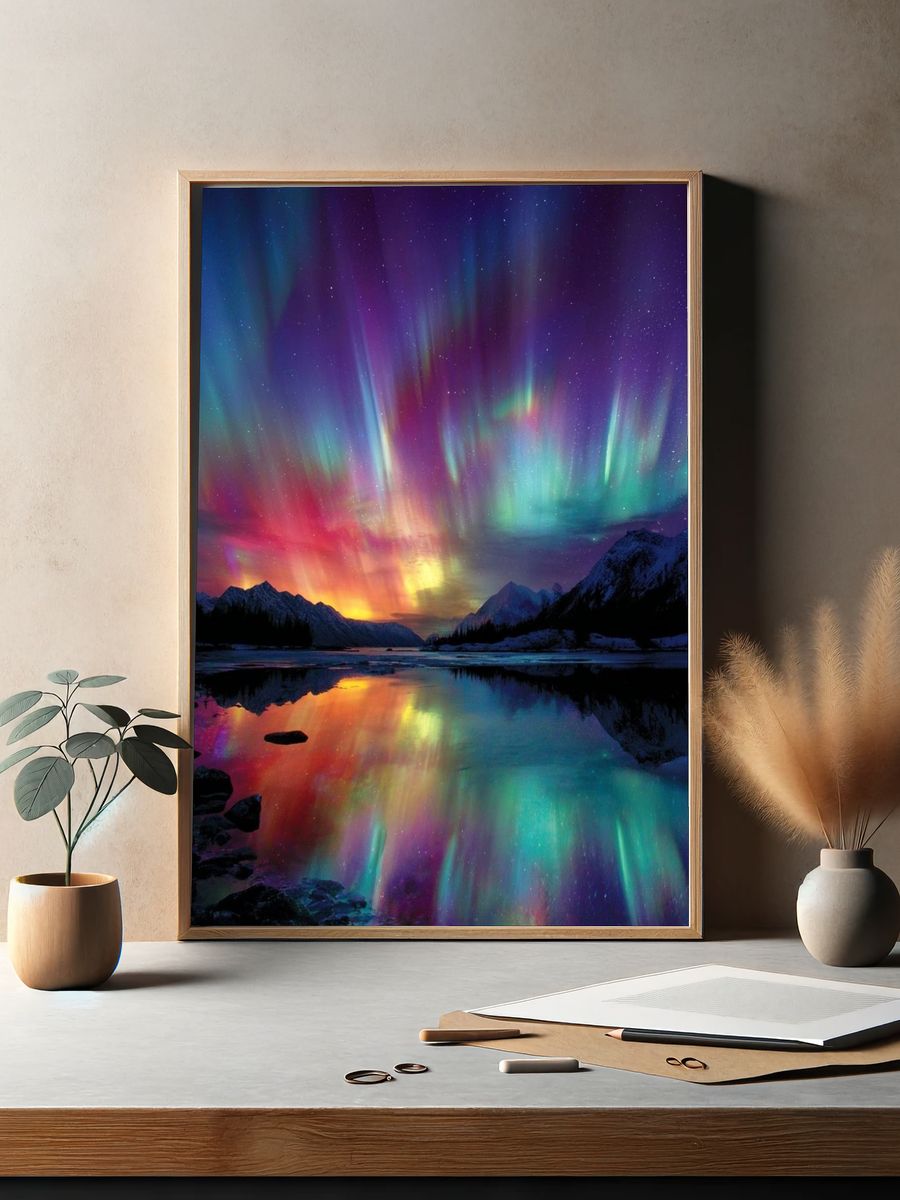 Aurora Borealis Reflection — Nature Print. — room view 2
