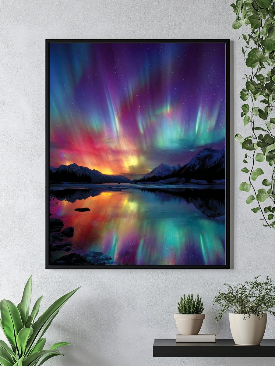 Aurora Borealis Reflection — Nature Print. — room view 4