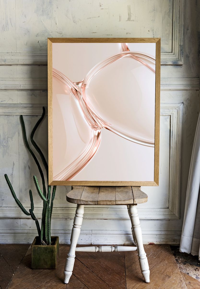Rose Gold Fluid Abstract Poster. — room view 1