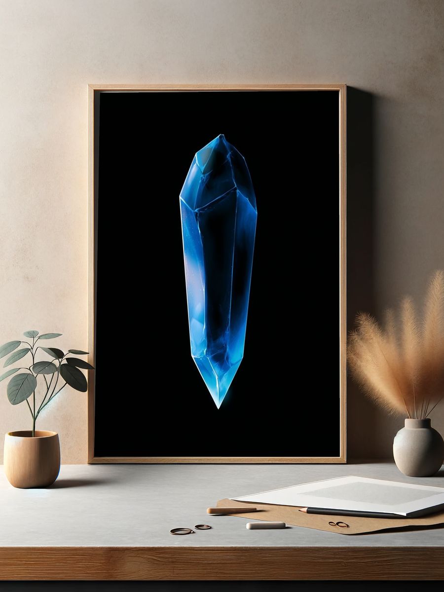 Blue Crystal Abstract Poster. — room view 2