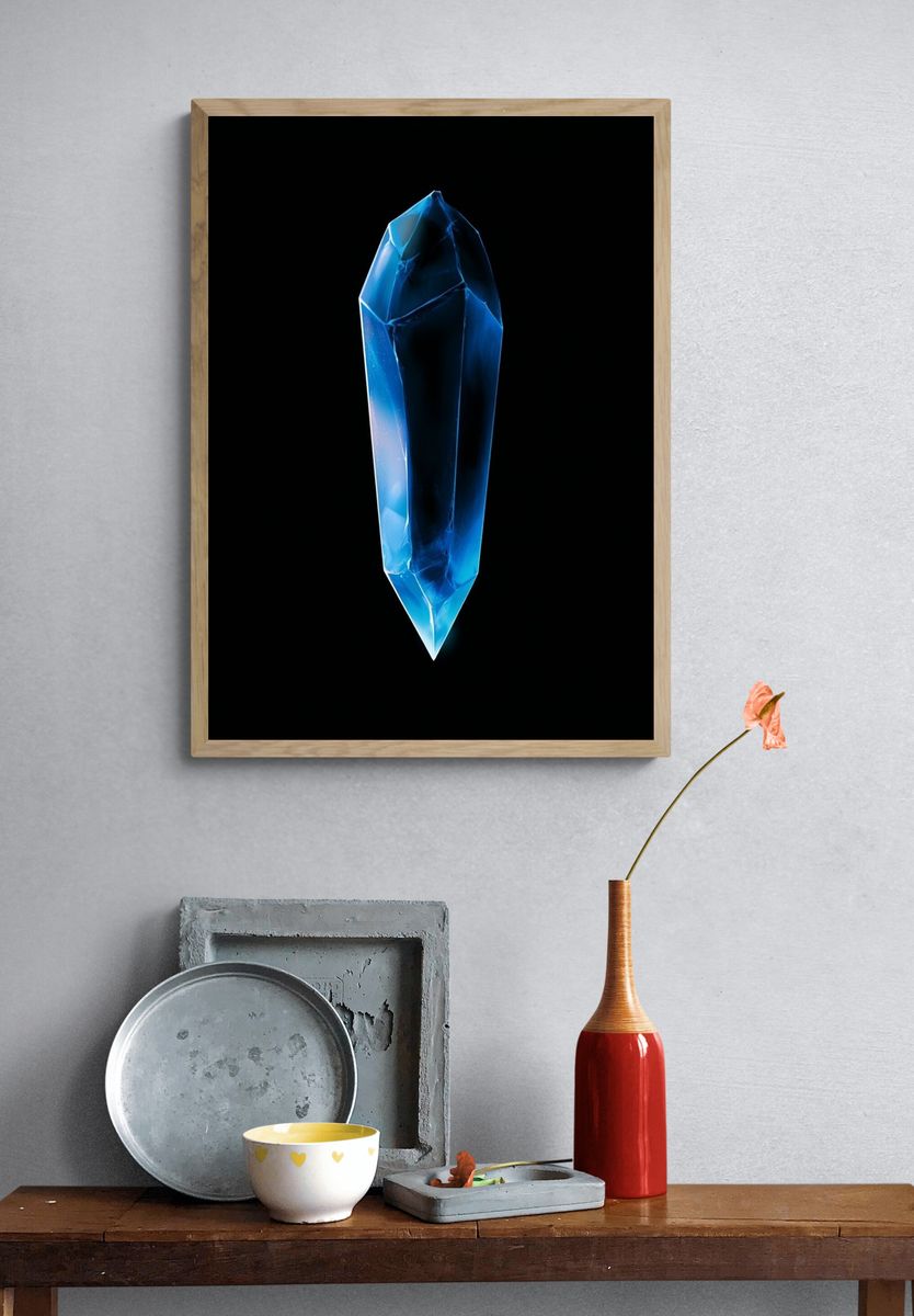 Blue Crystal Abstract Poster. — room view 3