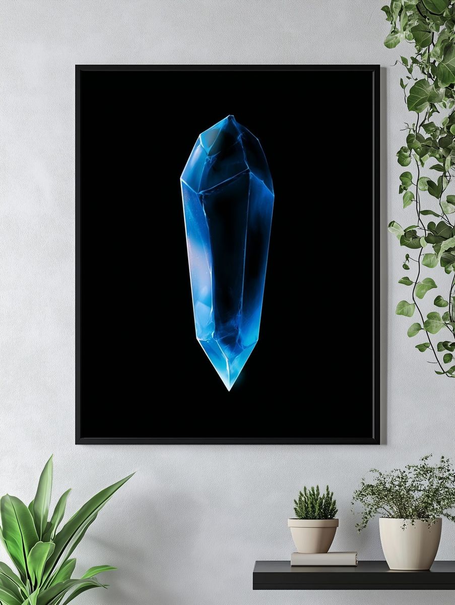 Blue Crystal Abstract Poster. — room view 4