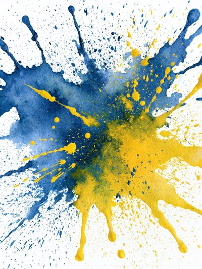 Blue and Yellow Splash Abstract Poster. poster