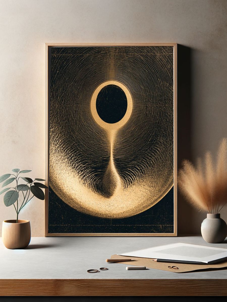 Golden Eclipse Abstract Poster. — room view 2
