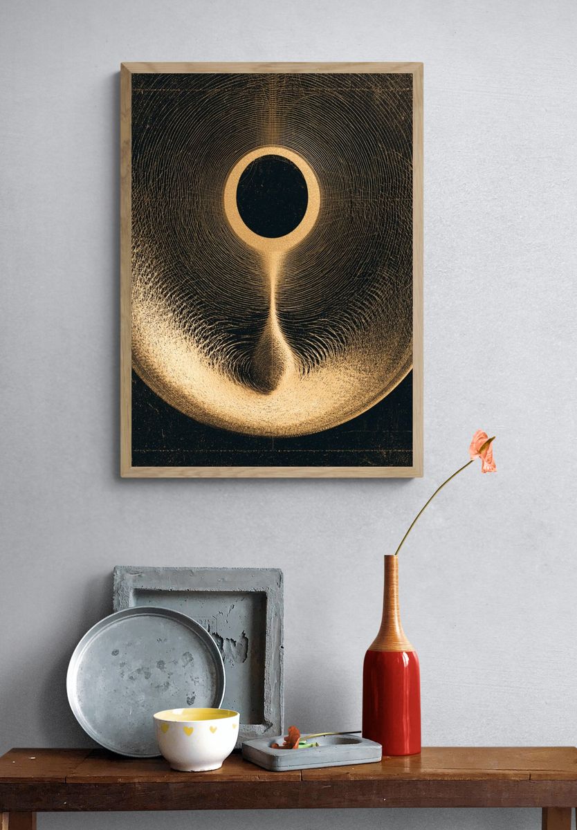 Golden Eclipse Abstract Poster. — room view 3