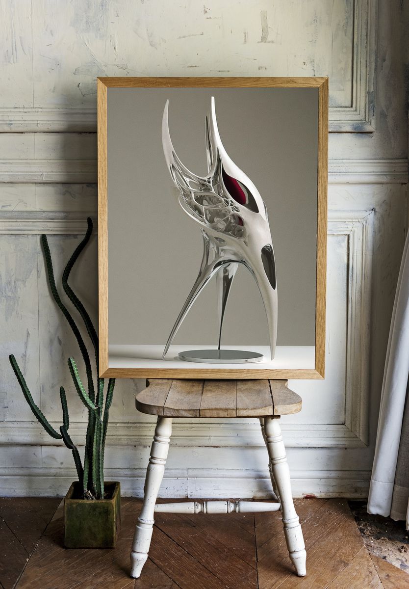Abstract Chrome Sculpture Poster. room preview