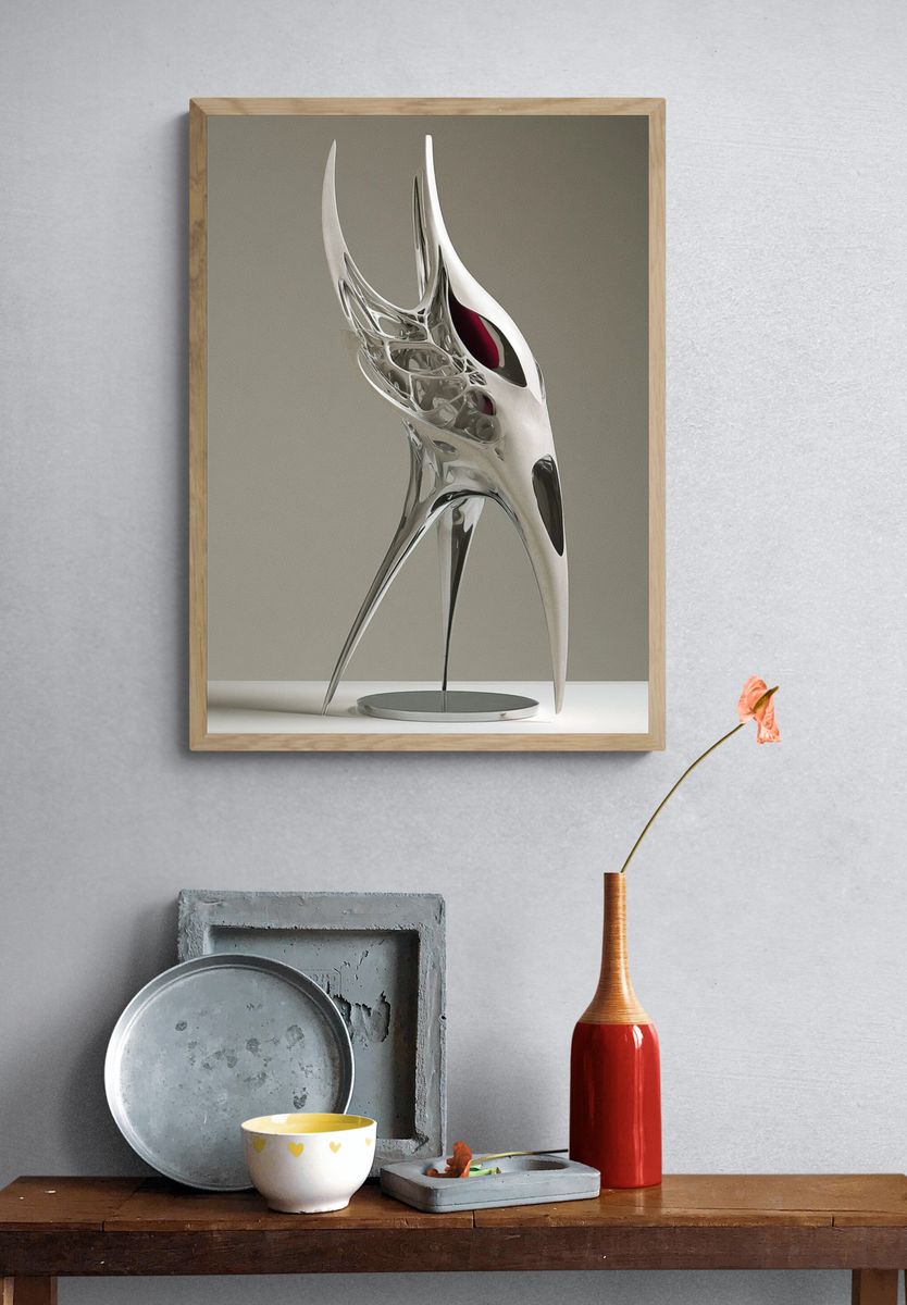 Abstract Chrome Sculpture Poster. — room view 3