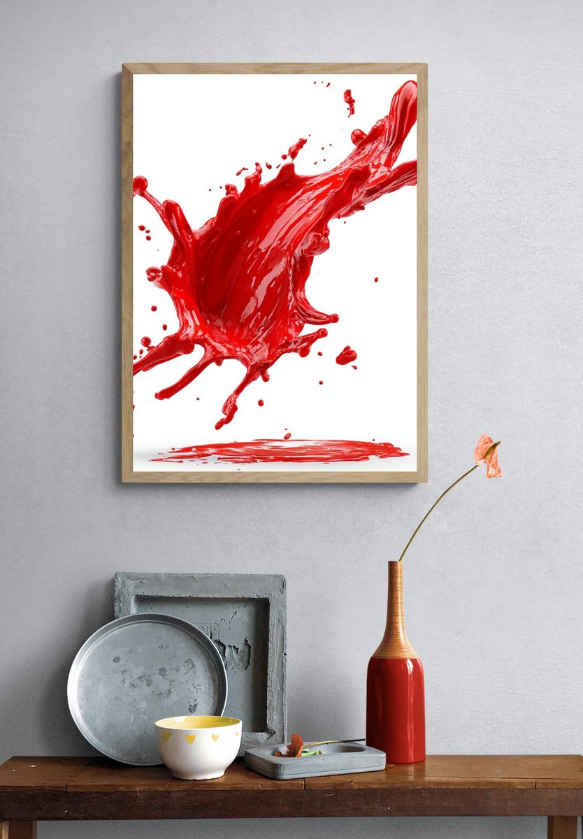 Red Paint Splash Abstract Poster. — room view 3