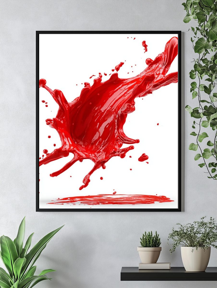Red Paint Splash Abstract Poster. — room view 4