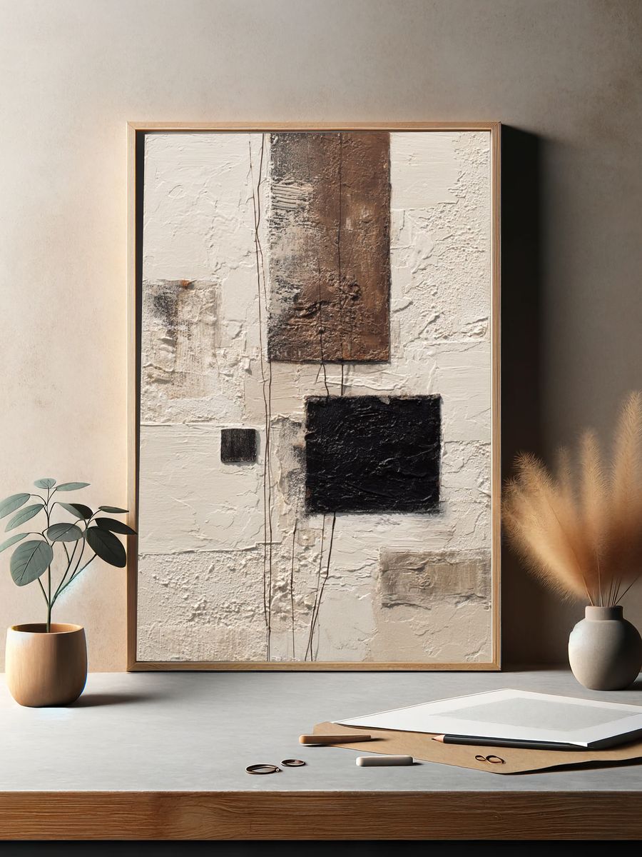 Textured Neutral Abstract Poster. — room view 2