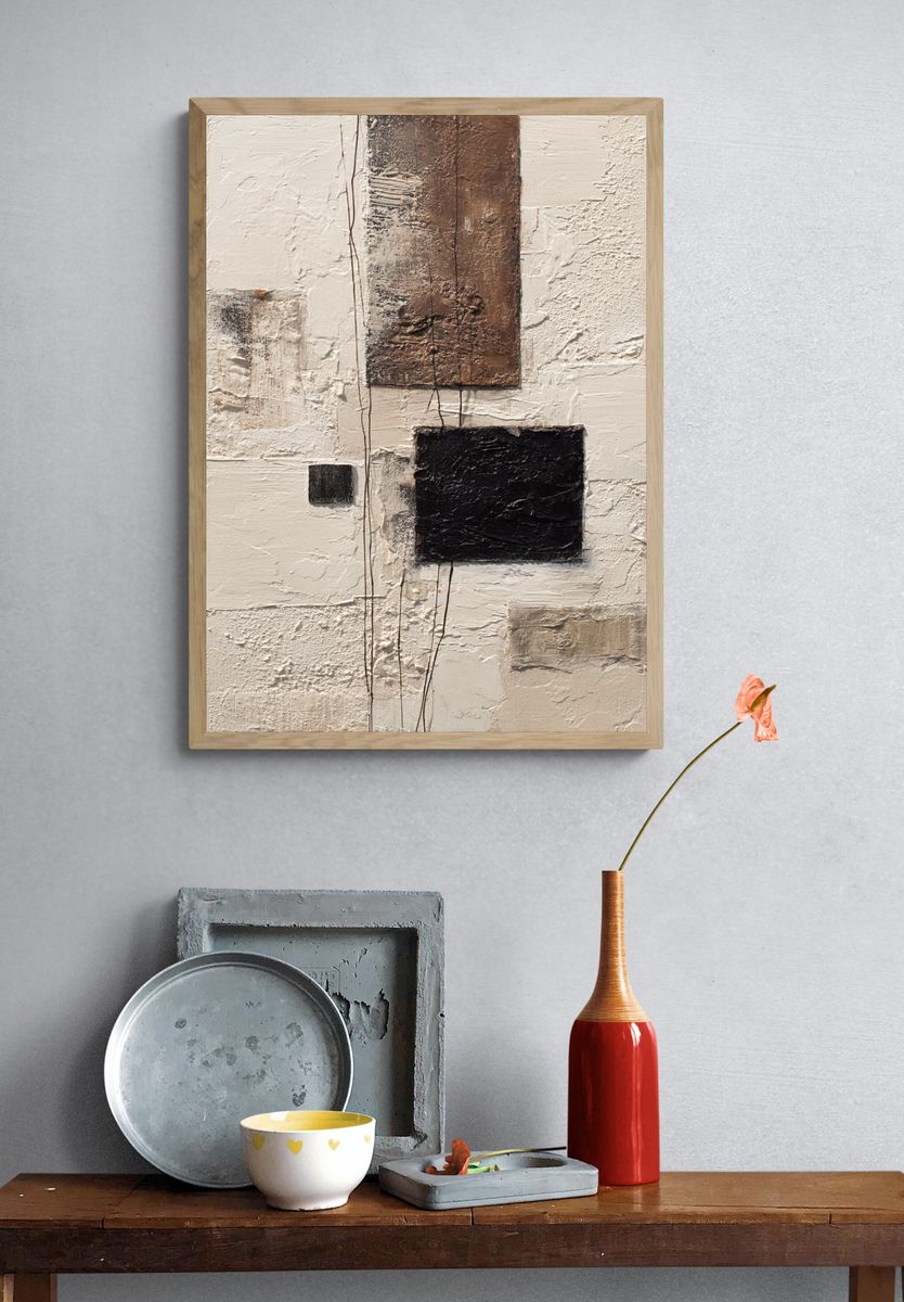 Textured Neutral Abstract Poster. — room view 3