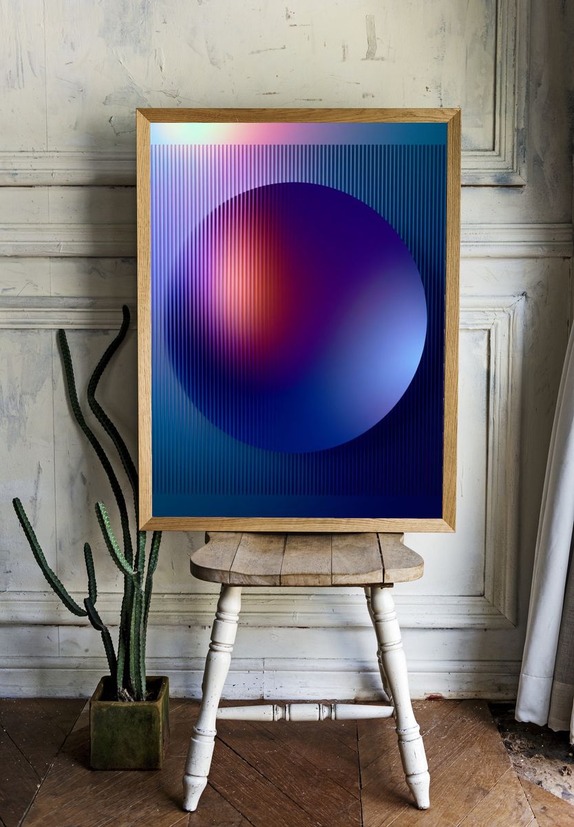 Neon Orb Abstract Poster. — room view 1