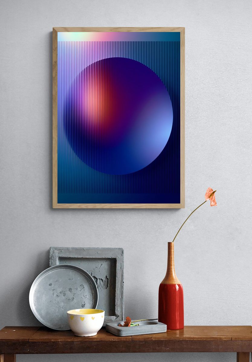Neon Orb Abstract Poster. — room view 3