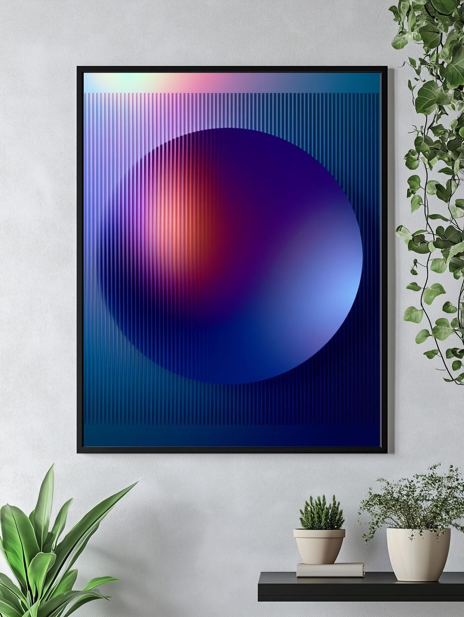 Neon Orb Abstract Poster. — room view 4